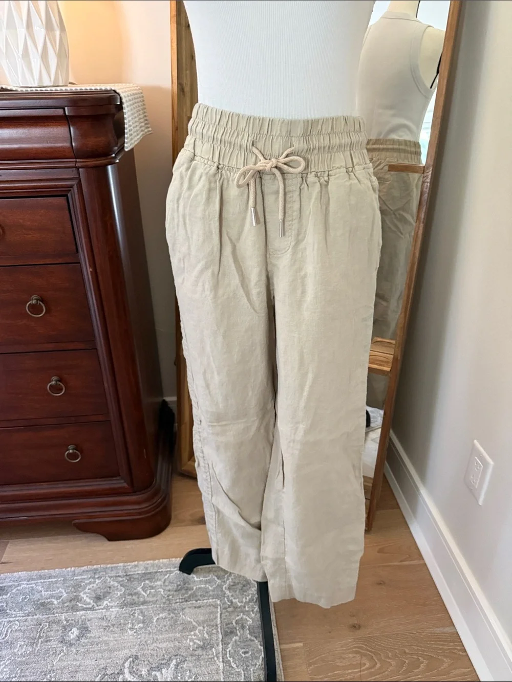 Quince Wide-Leg Drawstring Linen-Blend Pants - Beige